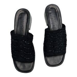 Nickels 90's Vintage Black Raffia Slide  Mules Size 6